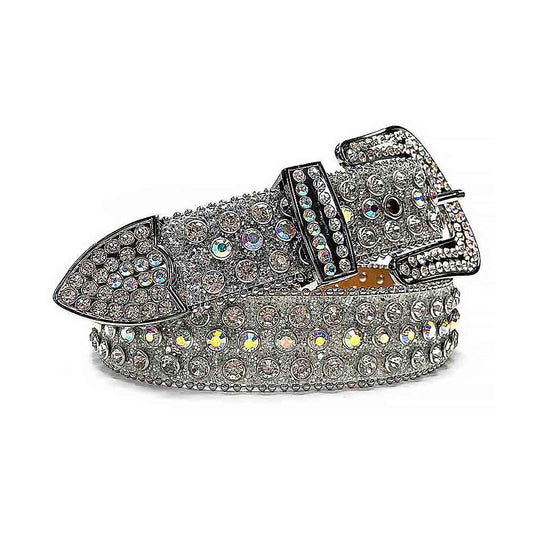 Silver Strap With Multi Color & Diamond Crystals Studded Rhinestone Belt