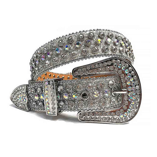 Gatijan Studded Rhinestone Belts Women Fashionable Sparkly Diamond Belt Shiny Crystals Inlaid Design Leather