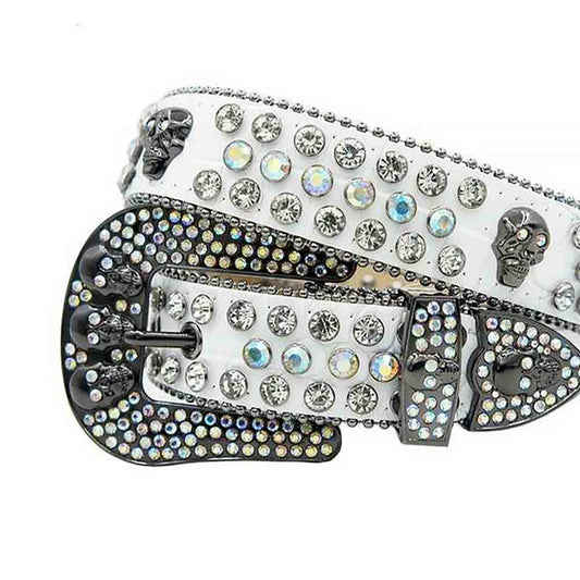 White Strap With Multi Color & Diamond White Studded Rhinestone Belt