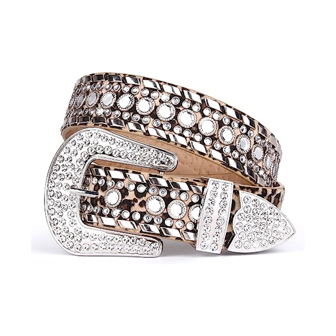 Leopard Print Western Cowboy Kippy Rhinestone Belt