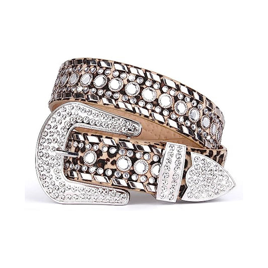 Leopard Print Western Cowboy Kippy Rhinestone Belt