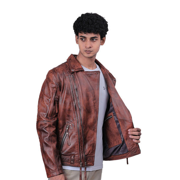 Duncan Brown Biker Leather Jacket