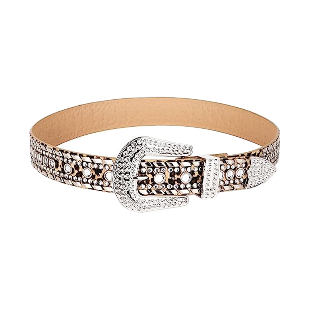 Leopard Print Western Cowboy Kippy Rhinestone Belt