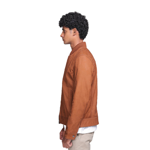 Eugene Brown Suede Leather Bomber Jacket