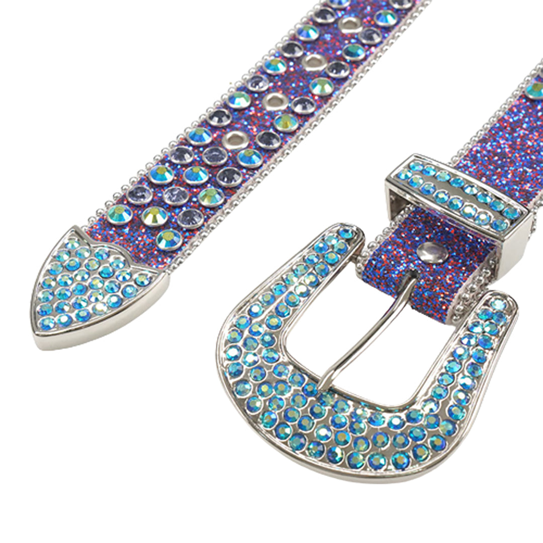 Shiny Purple Strap With Multi & Purple Studded Rhinestone Belt