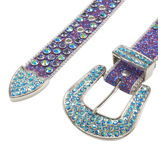 Shiny Purple Strap With Multi & Purple Studded Rhinestone Belt