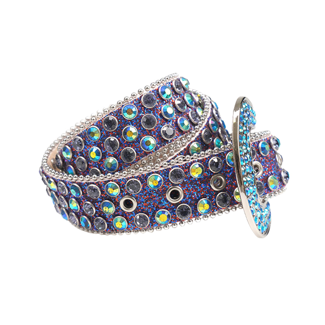 Shiny Purple Strap With Multi & Purple Studded Rhinestone Belt