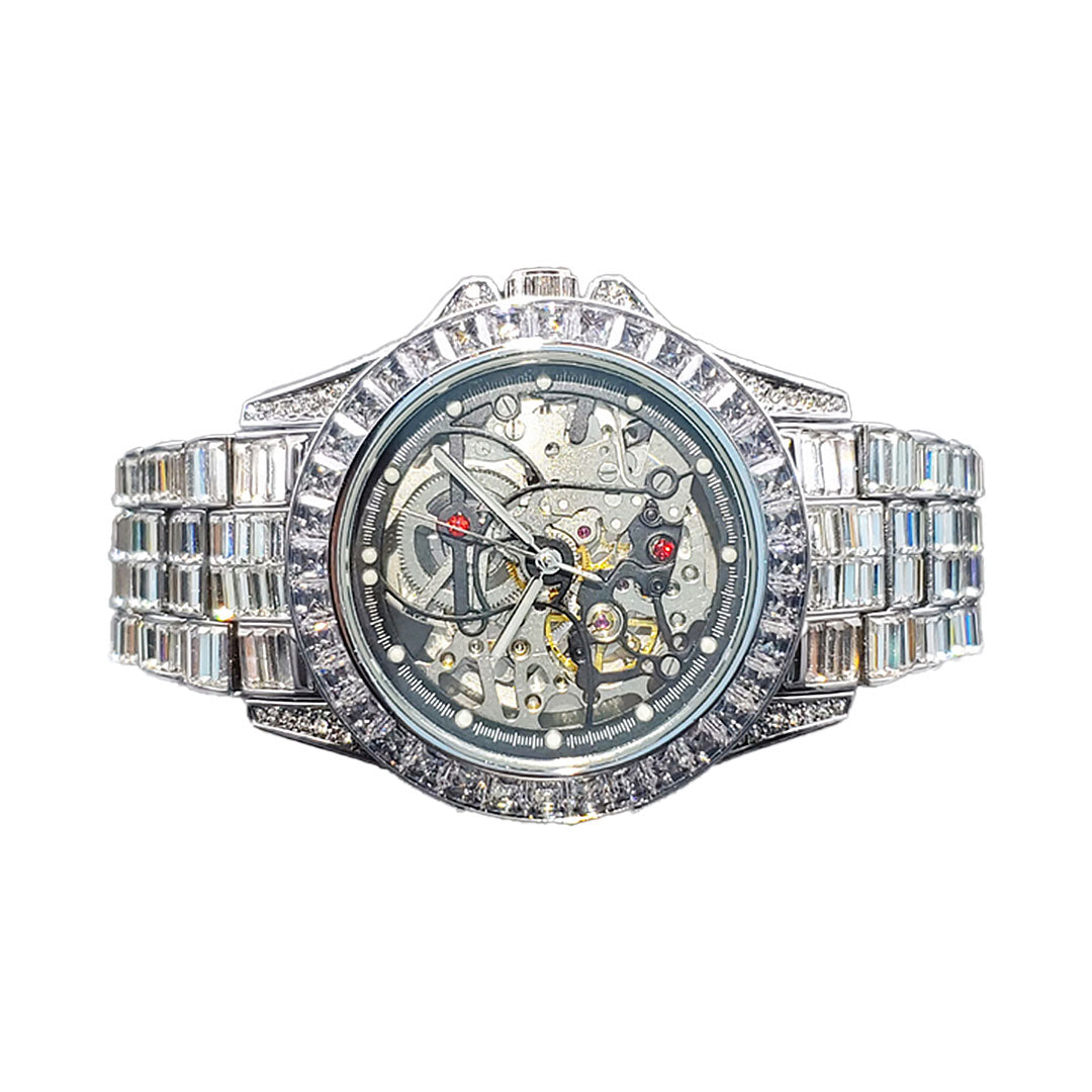 Men's Skeleton Waterproof Rhinestone Watch