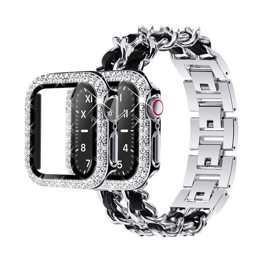 Rhinestone Stainless Steel Case + Strap Apple Watch Band