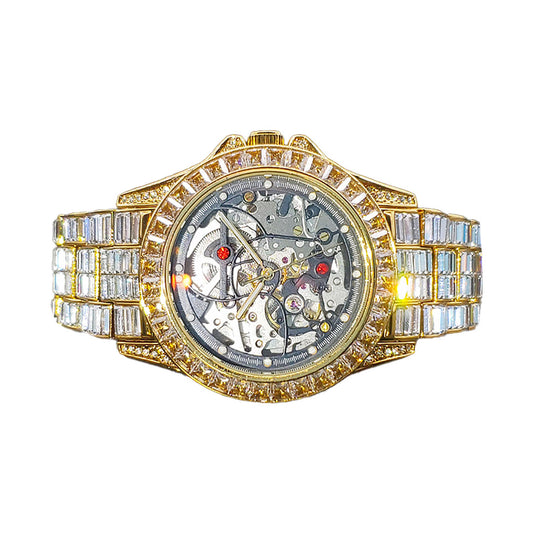 Men's Skeleton Waterproof Rhinestone Watch