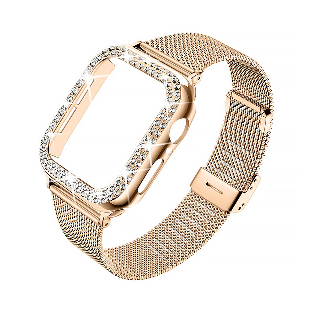 Stainless Steel Rhinestone Case & Metal Watch Strap