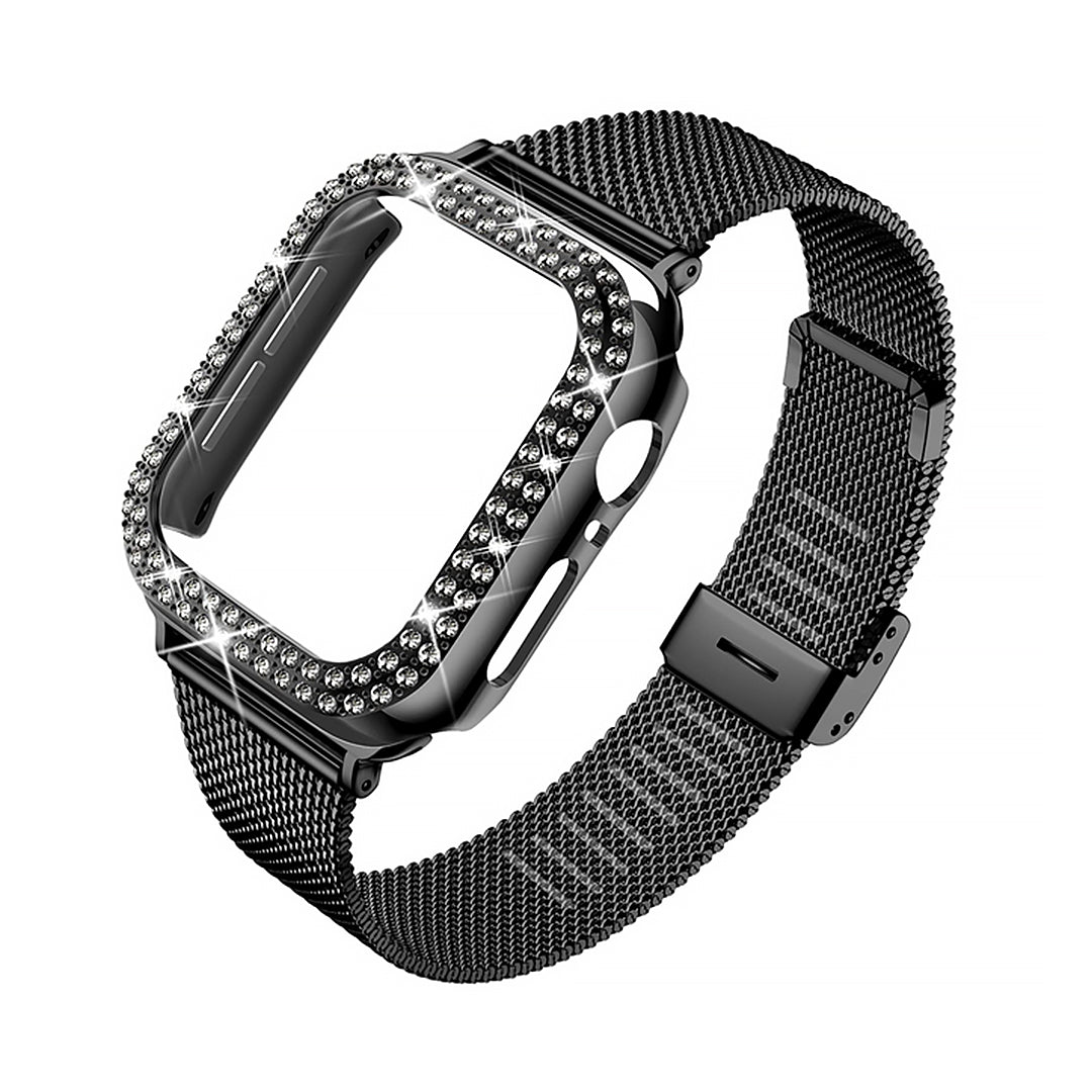 Stainless Steel Rhinestone Case & Metal Watch Strap
