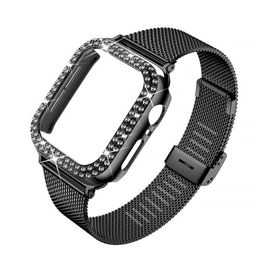 Stainless Steel Rhinestone Case & Metal Watch Strap