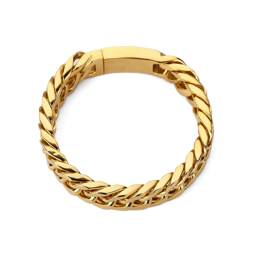 Round Curb Cuban Gold Stainless Steel Bracelet