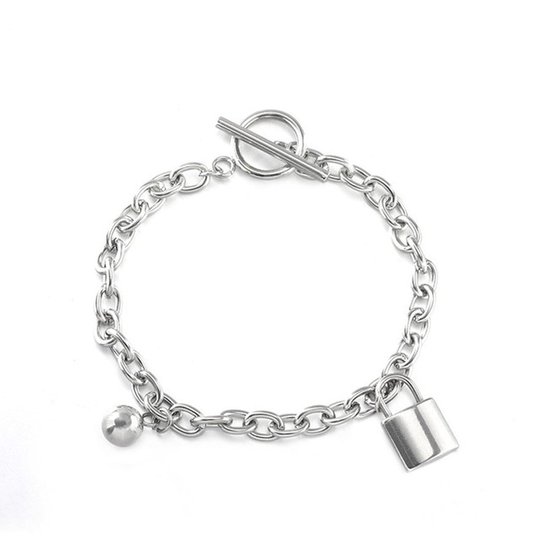 Trendy Titanium Steel Silver Small Lock Bracelet