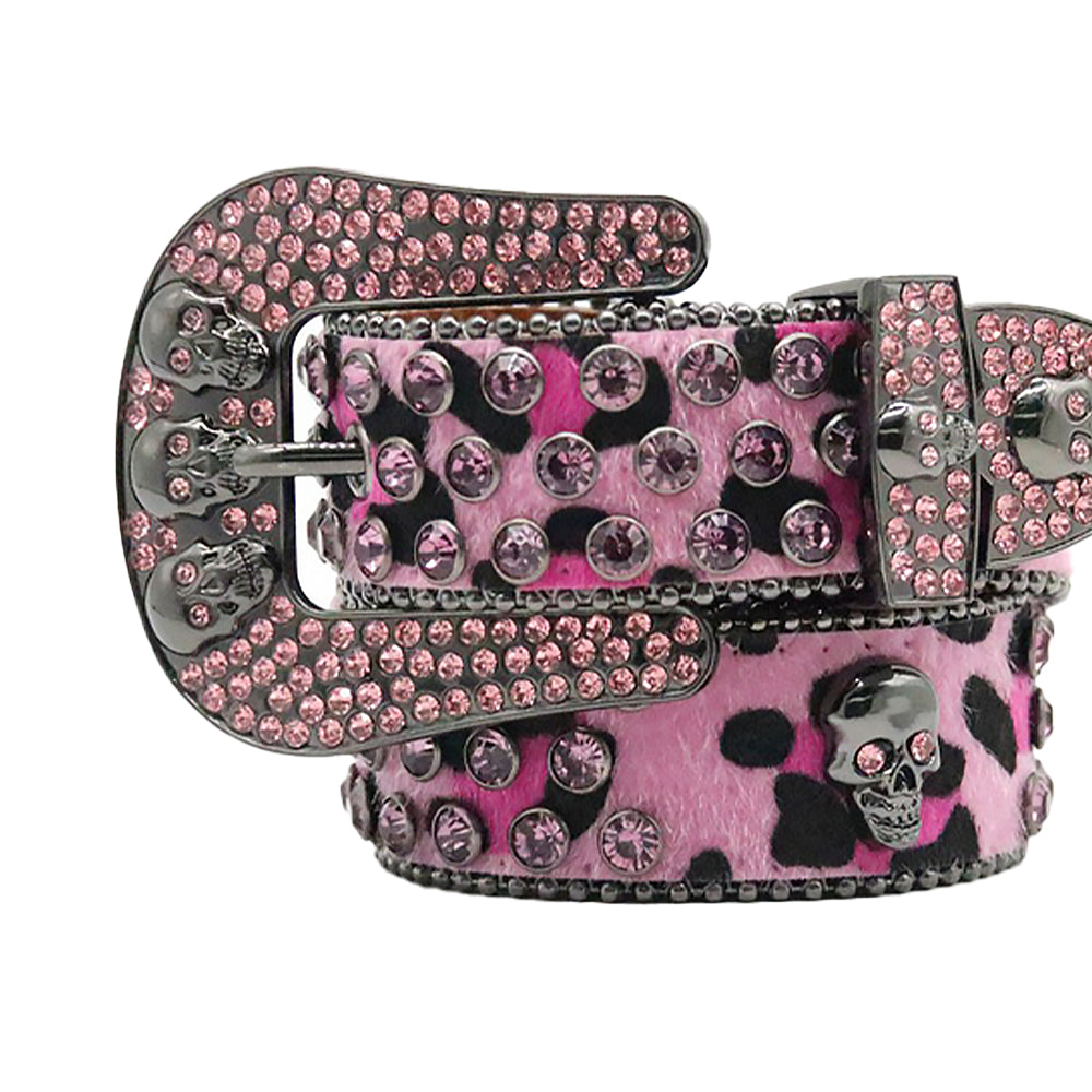 Skull Pink With Pink Crystal Rhinestone Belt