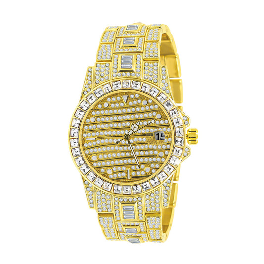 Men's Hip Hop Fashion Gold Metal Watch