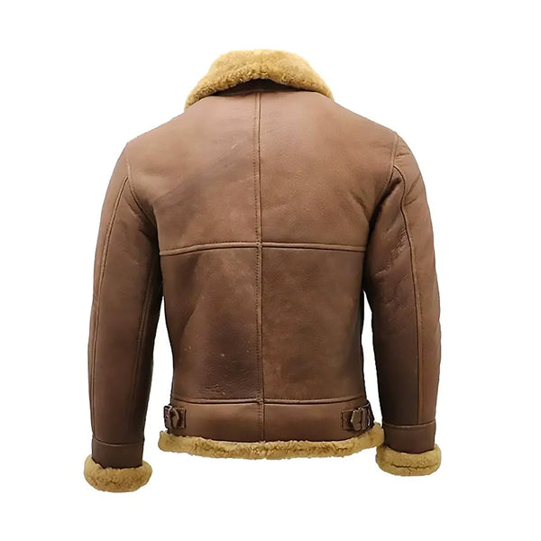 Mens B3 Shearling Light Brown Flying Aviator Real Leather Jacket