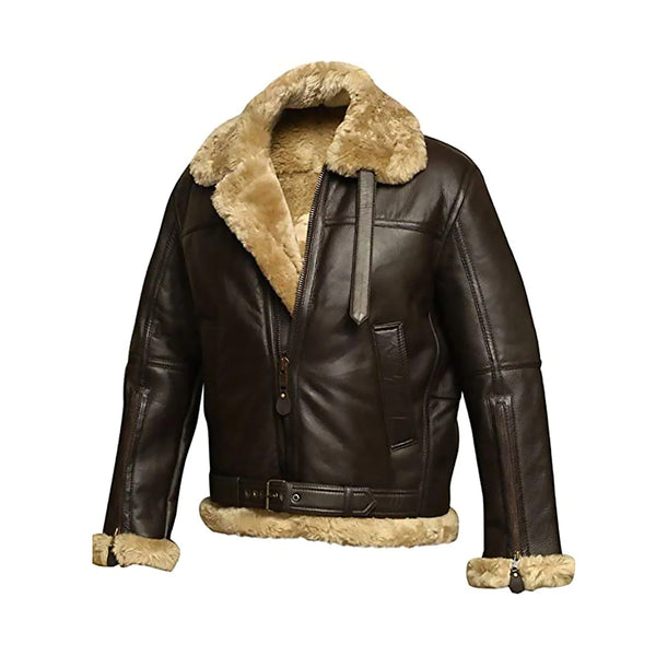 Womens Shearling Dark Brown Aviator flying Pilot Bomber Real Leather Jacket