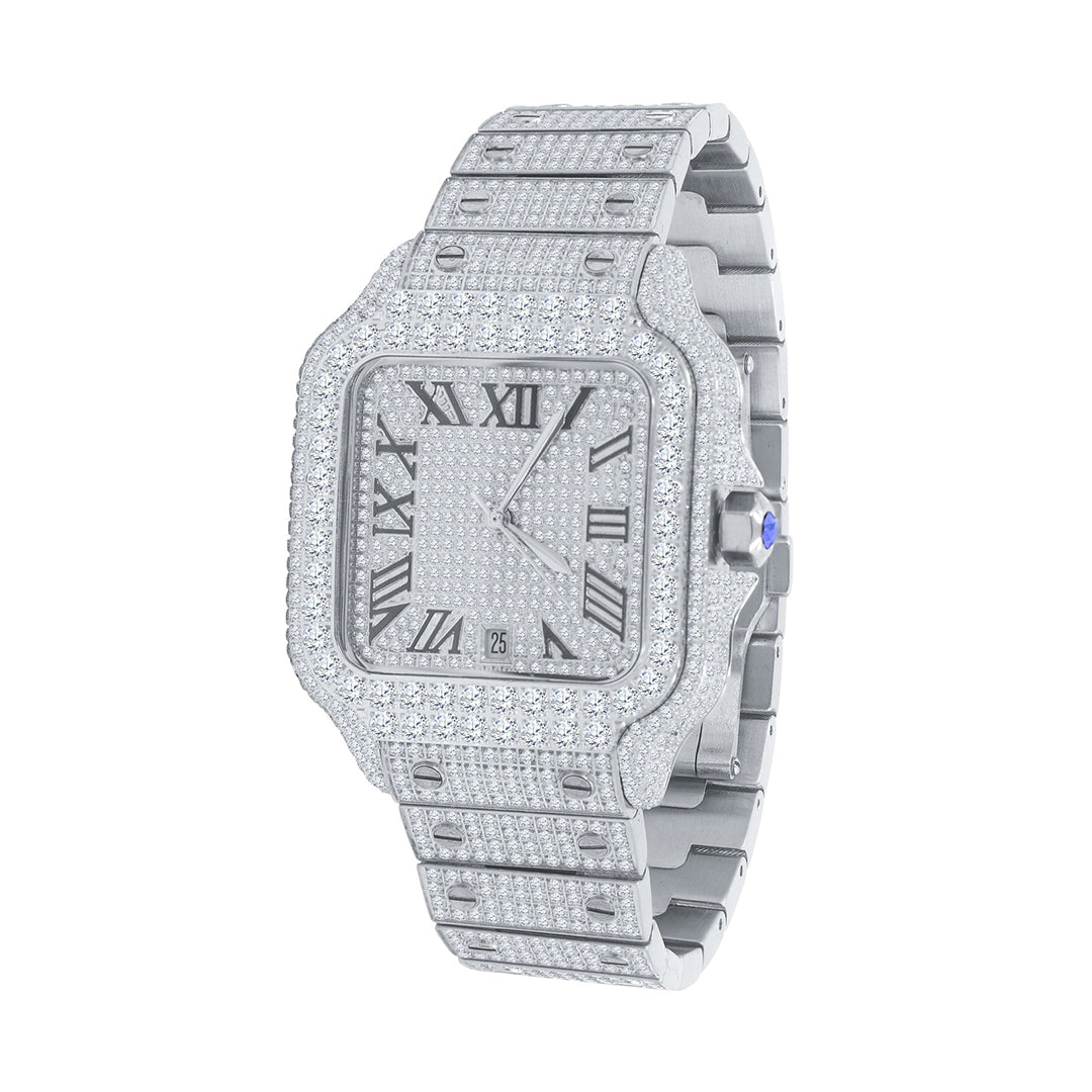 Men's Full Iced Out Crystal Square Shape Hip Hop Watch