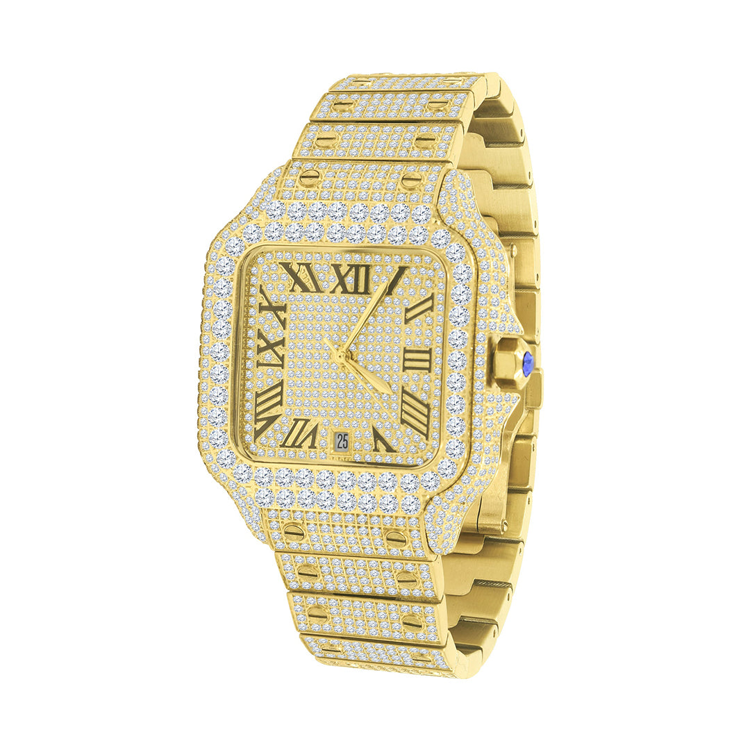 Men's Full Iced Out Crystal Square Shape Hip Hop Watch