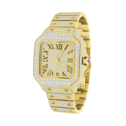 Men's Full Iced Out Crystal Square Shape Hip Hop Watch