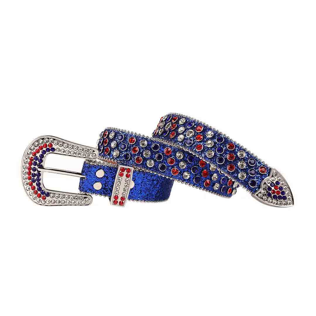 Blue Strap With Multi Rhinestone Belt