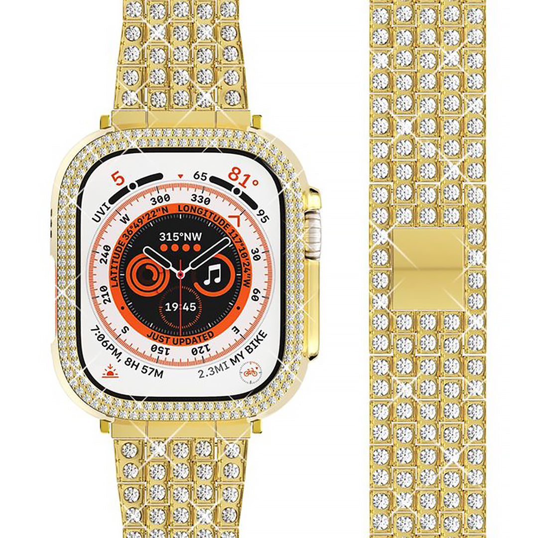 Rhinestone Protective Case With Crystal Studded Watch Strap