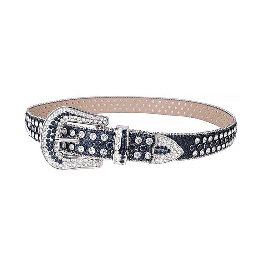 Blue Strap With Silver & Blue Studded Rhinestone Belt