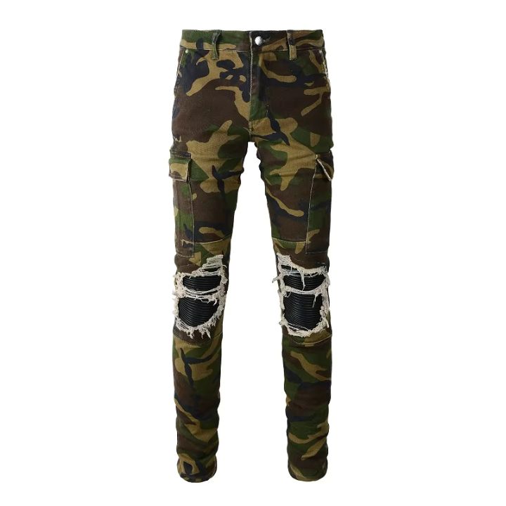 Men's Camouflage Fit Stretch Ribs Denim Jeans