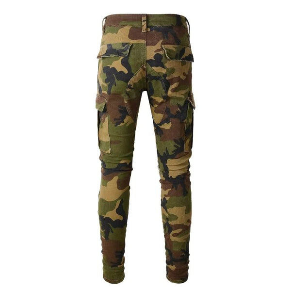 Men's Camouflage Fit Stretch Ribs Denim Jeans