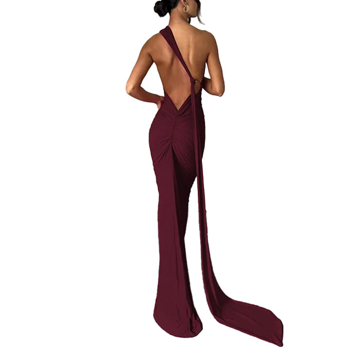 Women Loop Ruched Sexy Maxi Dress