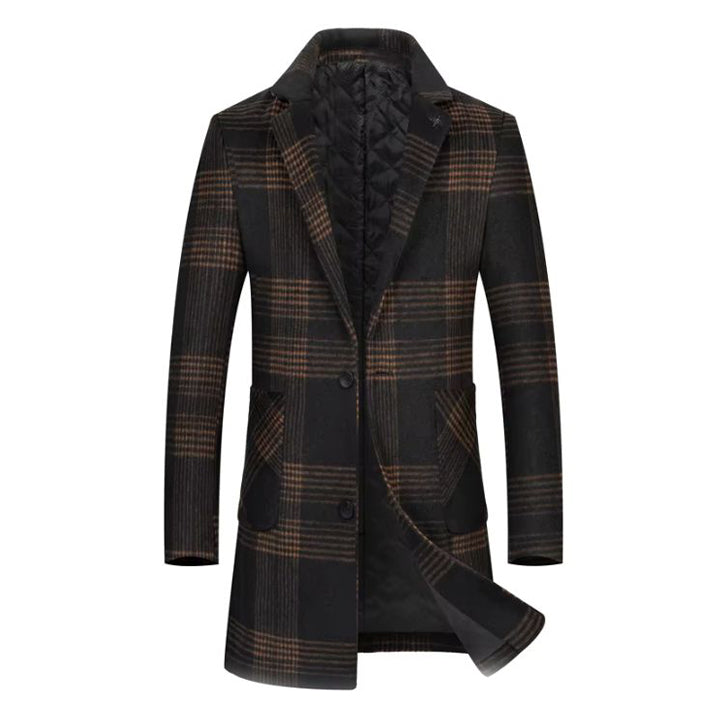 Men's Winter Plaid Wool Coat