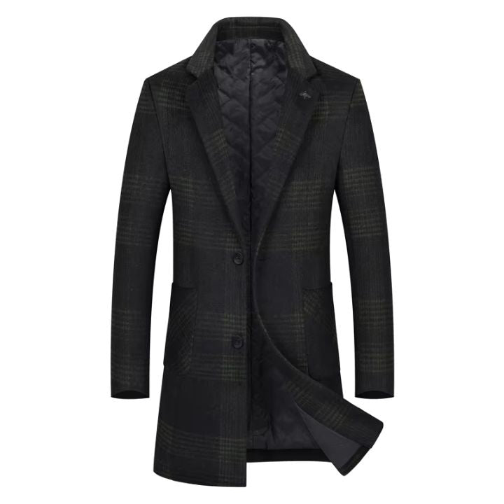 Men's Winter Plaid Wool Coat