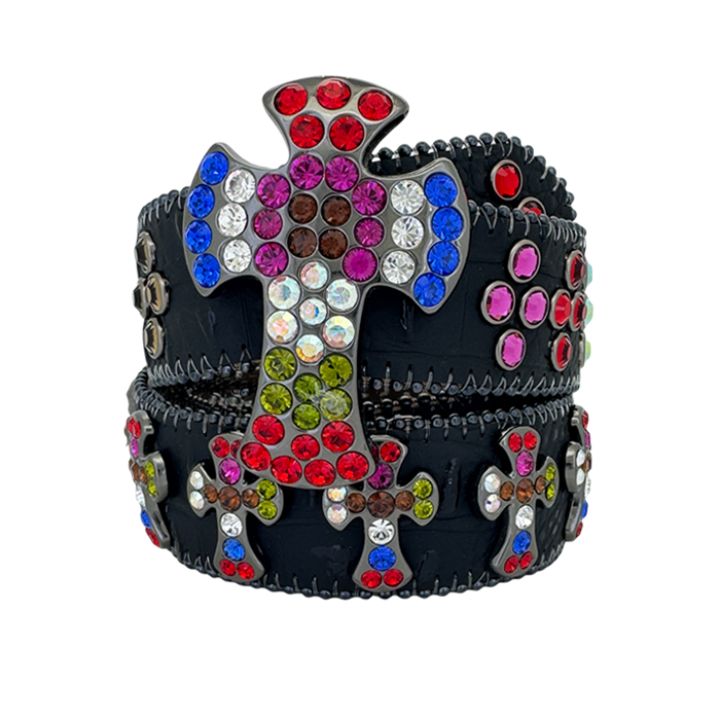Multicolor Rhinestone Cross Belt