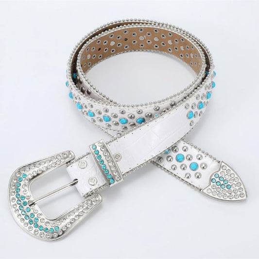 Men’s Western Bling Studded Rivet Rhinestone Belt