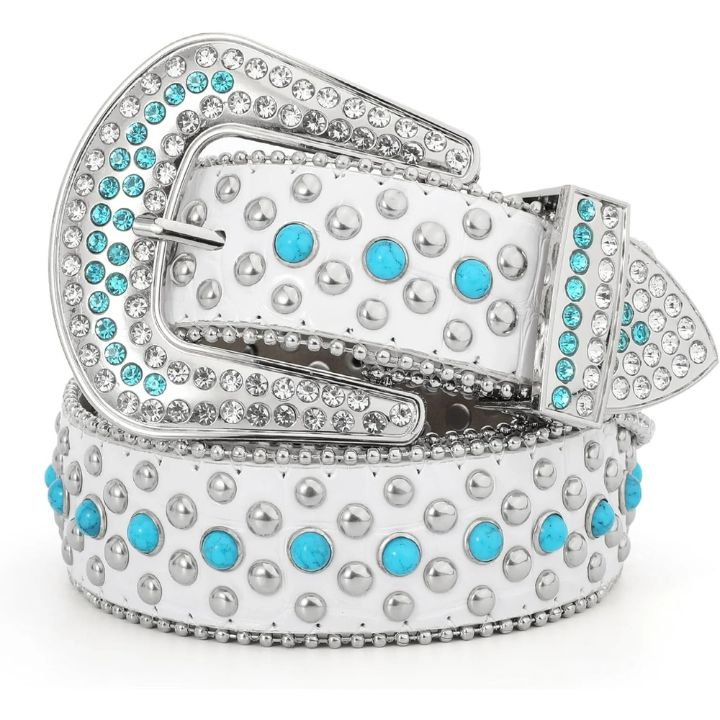 Men’s Western Bling Studded Rivet Rhinestone Belt