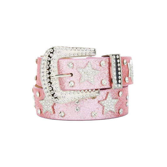 Pink Glitter Star Bling Belt