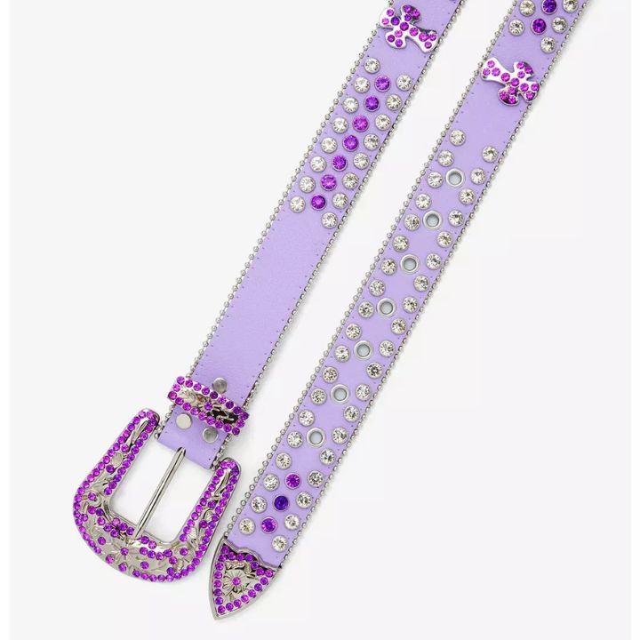 Purple Bling Rhinestone Cross Belt