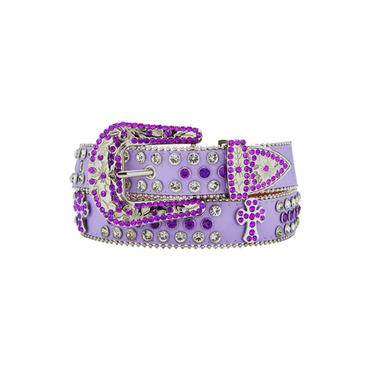 Purple Bling Rhinestone Cross Belt