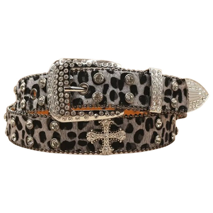 Leopard Print Rhinestone Western Belt
