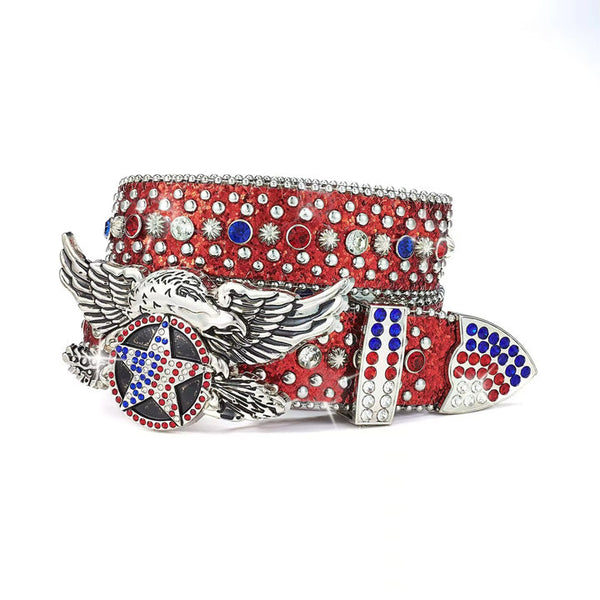 Red American Eagle Star Rhinestone Belt