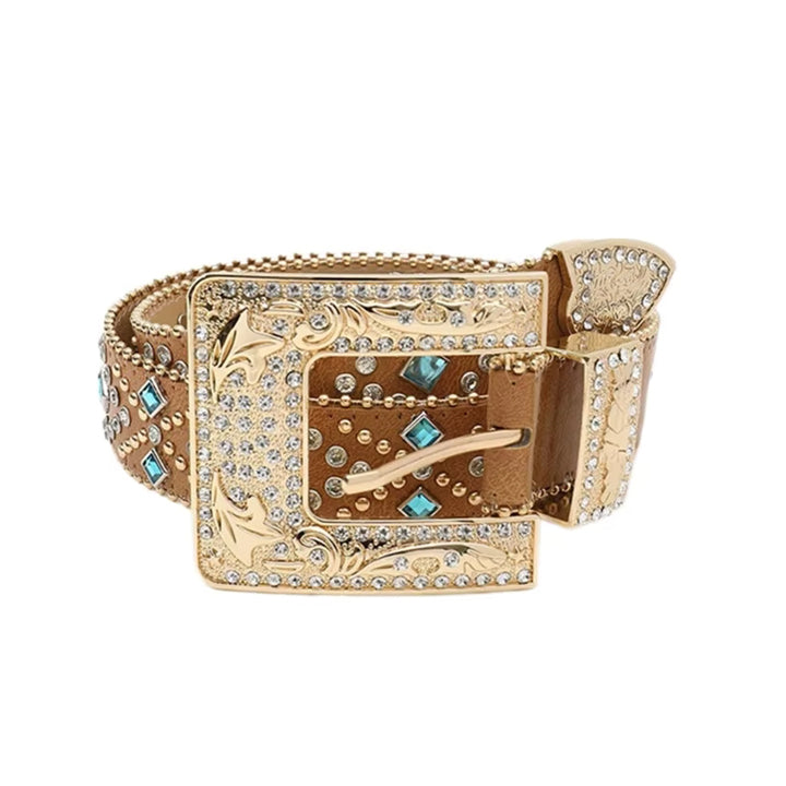 Camel Western Rhinestone Studded Belt