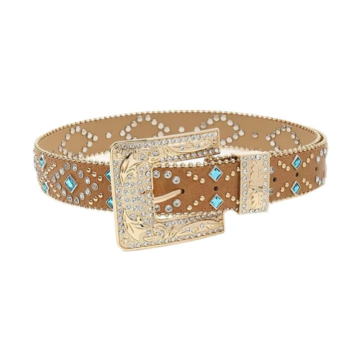 Camel Western Rhinestone Studded Belt