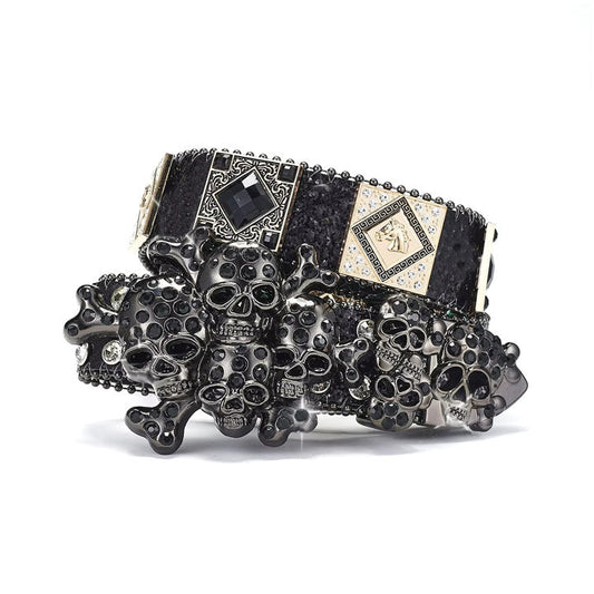 Black Gothic Skull Western Belt