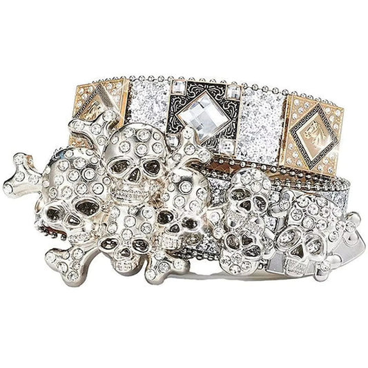 Blinged-Out Skull & Rhinestone Belt
