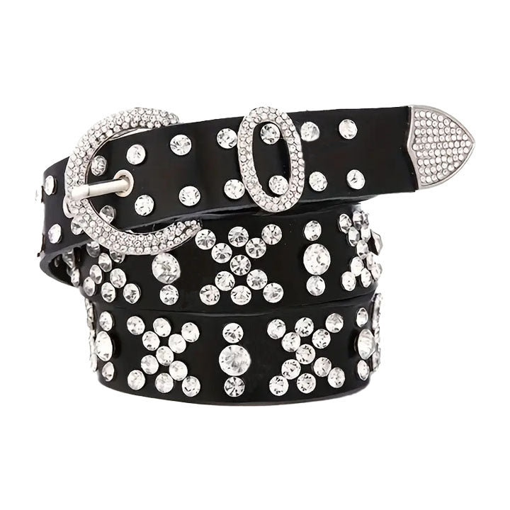 Black Rhinestone Western Belt