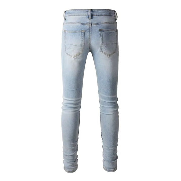 Men's Classic Blue Slim Fit Ripped Jeans