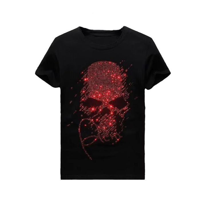 Men's Skull Rhinestone T-Shirt – Hot Drill Cotton Streetwear Short Sleeve