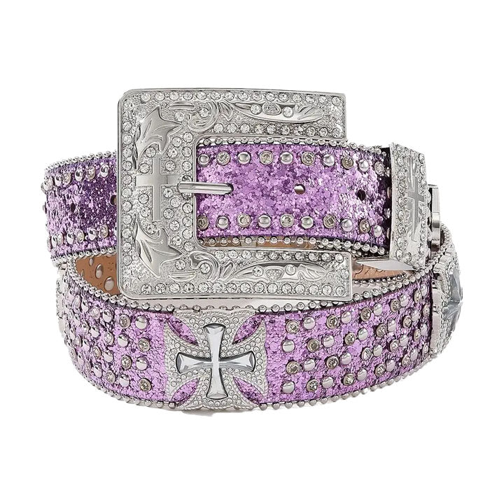 Purple Glitter Rhinestone Western Belt